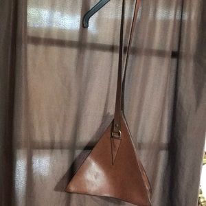 Leather pyramid crossbody purse